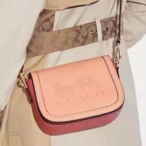 Coach Colorblock Pebble Leather Horse & Carriage Saddle Handbag Crossbody
